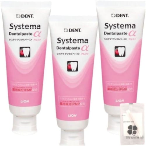 

[Set of 3] Lion Systema Dental Paste Alpha 90g with Original Cotton Pad Set