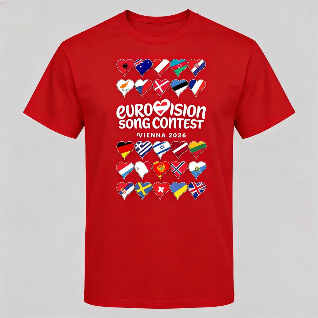 All Eurovision Song Contest Vienna Austria 2026 Men Women T Shirt Fashion Casual Pure Cotton Shortsleeved Top Y2K Tshirt
