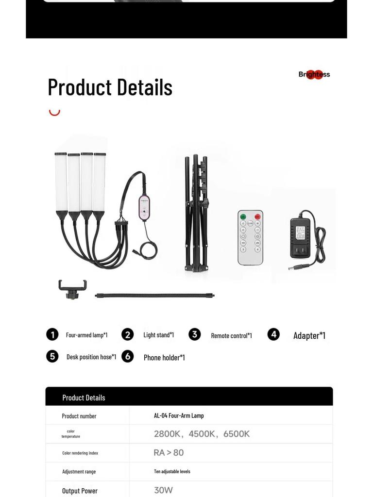 Ambitful Zhijie Four-Arm LED Fill Light for Streamers and Beauty Photography