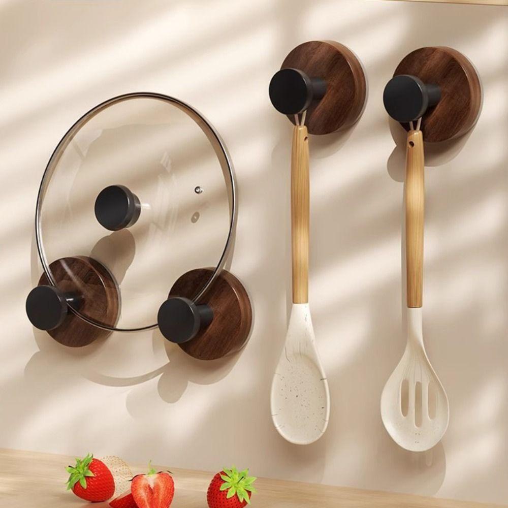 12pcs No-Drill Design Imitation Wood Door Hook Self-adhesive Removable Storage Rack Wall-Mounted Vintage Key Holder Kitchen