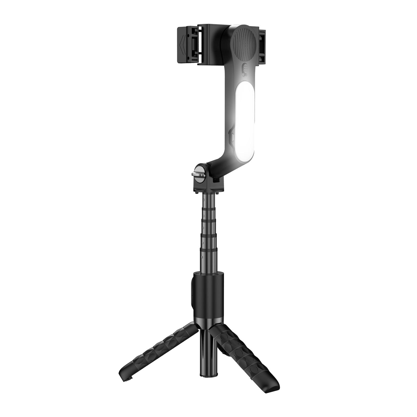 

Портативный стабилизатор для смартфона, выдвижная селфи-палка, штатив со съемным светодиодом чёрный