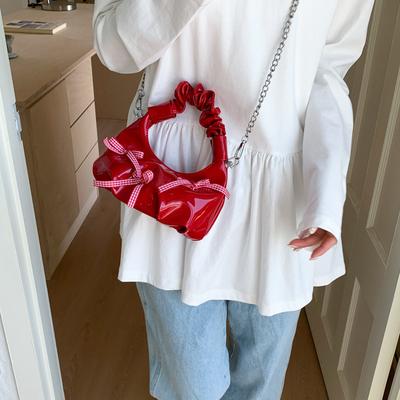 Niche Premium Handbag Small Bag Women's New Fashion Bow Satchel Chain Crossbody Pleated Bag