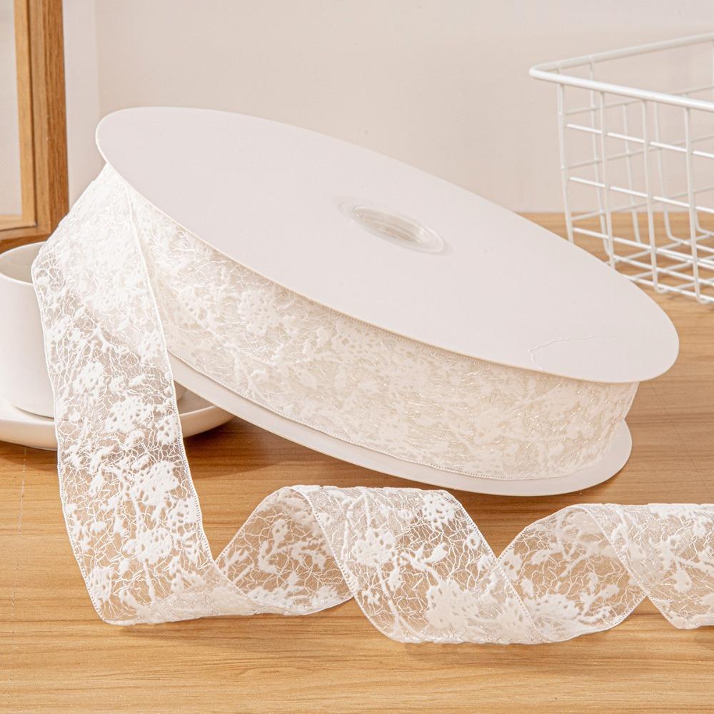 

10 Yards Chiffon Ribbon 5cm DIY Decor New Hollow Lace Ribbons белый