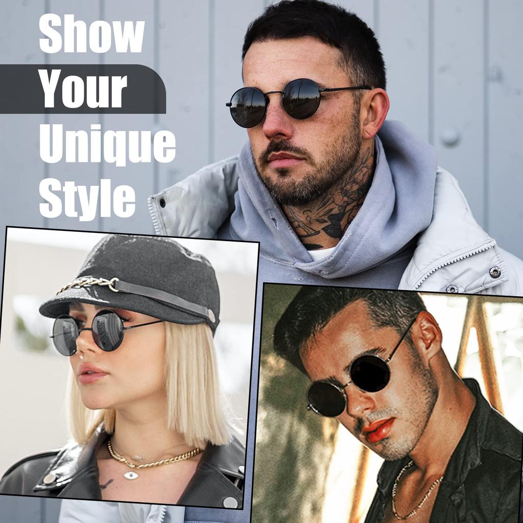 [KANASTAL] Round Sunglasses for Men and Women, Polarized, Classic Design, Fashionable, UV Protection, Ultra-lightweight, Suitable for Driving (Matte
