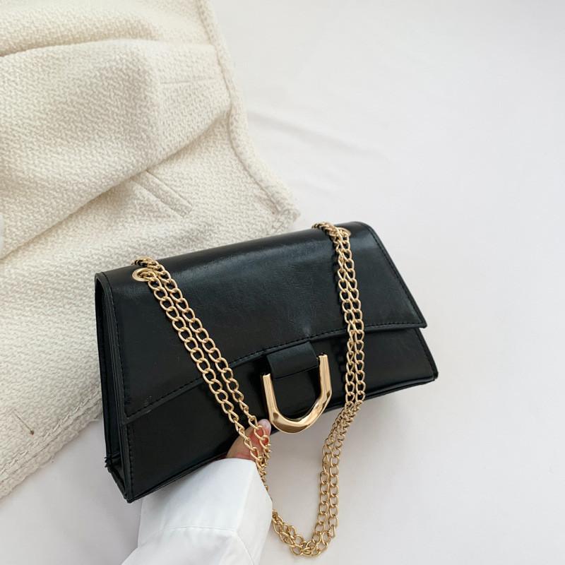 

Trendy Street Style Chain Crossbody Bag Women 2023 Summer New Fashion Bag Women Minimalist Single Shoulder Bag Medium Size чёрный