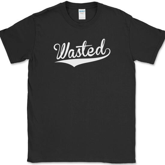 Wasted T-Shirt Funny Drinking Baseball Beer Whiskey Wine Drunk Humor Tee XXXL