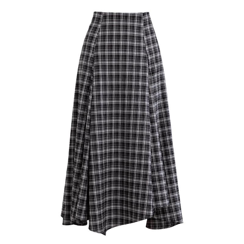 

Xin Ge Plaid High Waist Fishtail A-line Skirt – Korean Style Long, Irregular Cut XXL