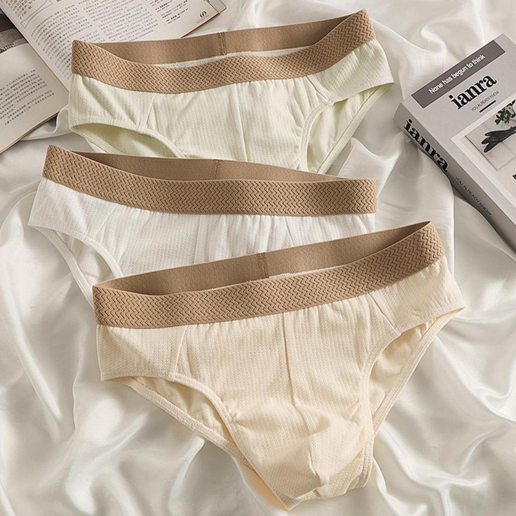 Men's Trendy Breathable Mid-Rise Briefs - Solid Color, Comfortable, Skin-Friendly