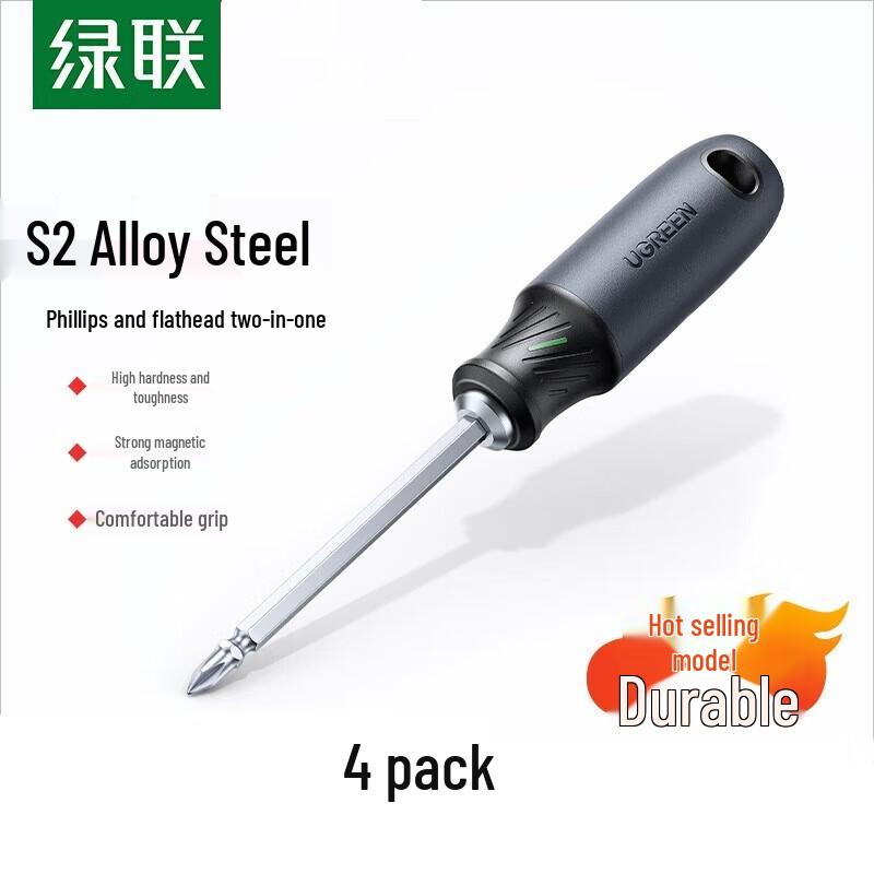 UGREEN 4-Piece Magnetic Cross/Flathead Screwdriver Set