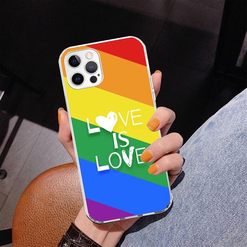Liebe Ist Liebe LGBT Regenbogen Handyhülle Für iPhone 17 Air 16 Pro Max 16E 15 + 14 Plus 11 12 13 Mini 7 8 SE Geschenk Druck Abdeckung Fundas