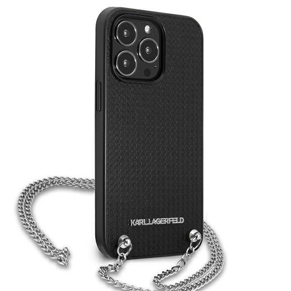 Karl Lagerfeld KLHCP13XPMK iPhone 13 Pro Max 6.7" Hardcase Black/black Leather Textured and Chain