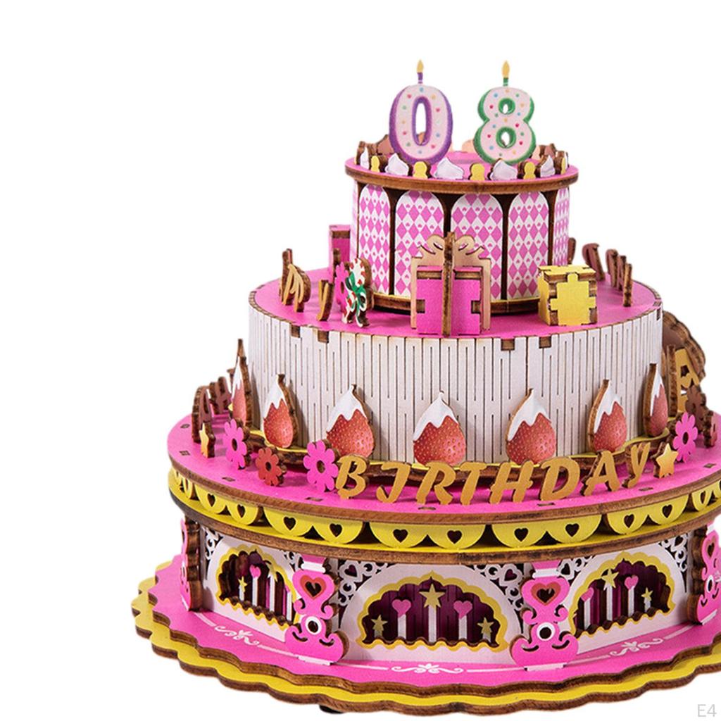 Wooden Cake Music Box Toy Development Assembly Toys Model Family