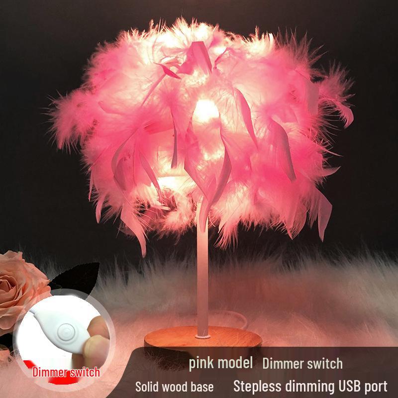 Nordic Luxury Feather Table Lamp - Elegant Bedroom Bedside Light, Creative Gift, Night Light Décor.