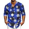 Men's Casual Long Sleeve Christmas Print Shirt for Spring and Fall