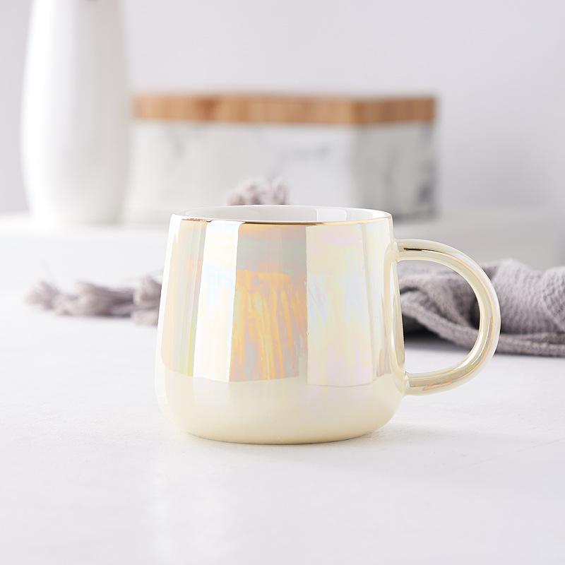 High-Value Ceramic Water Cup With Lid And Spoon, Household High Temperature Resistant Office Small Fresh And Simple Wind Cup