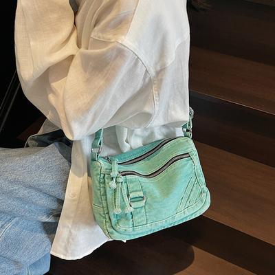 Denim-Tasche Retro Kleine Quadratische Tasche Damen Schultertasche Pendler Umhängetasche