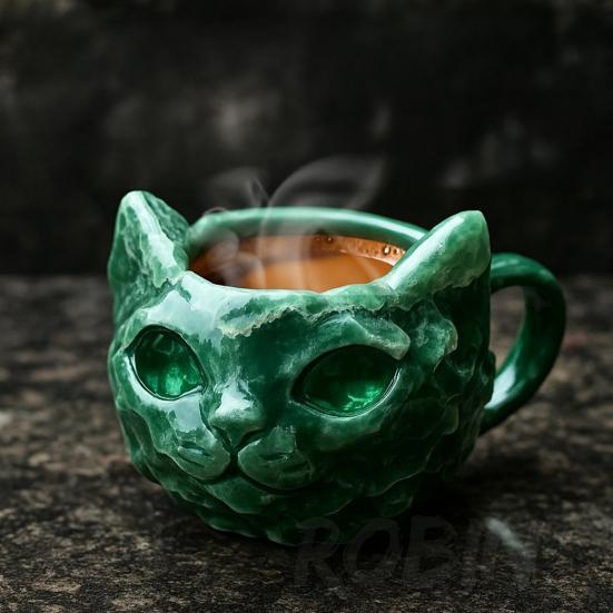 Ručně vyráběný hrnek s kočičí tváří z umělého křišťálu, geodový hrnek pro kotě, pryskyřičný minerální hrnek na kávu a čaj, unikátní umělecká dekorace, dárek pro rodinu, přátele, milovníky koček