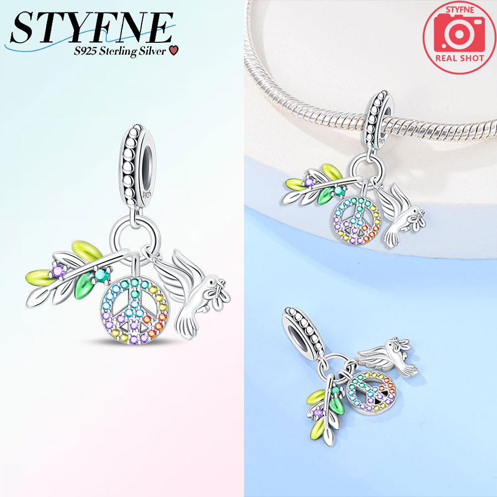 Original Charms Copper Certified Peace Dove Olive Branch Beads Fit Bracelet Women Jewelry Making Diy