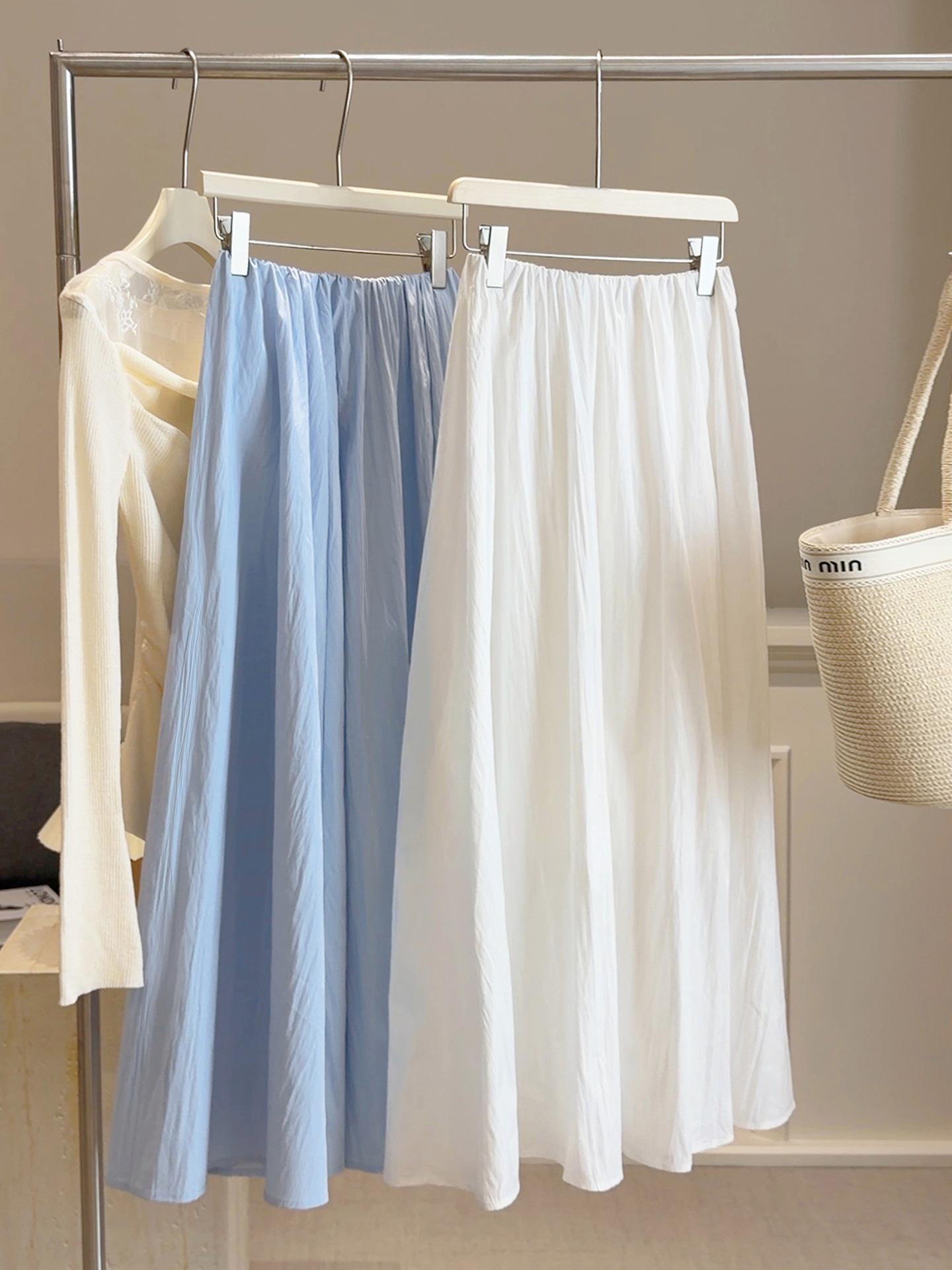 Textured High-Waisted A-Line Midi Skirt for Women, Spring/Summer 2026 - Slim, Draped, Pleated Yamamoto Style One Size белый