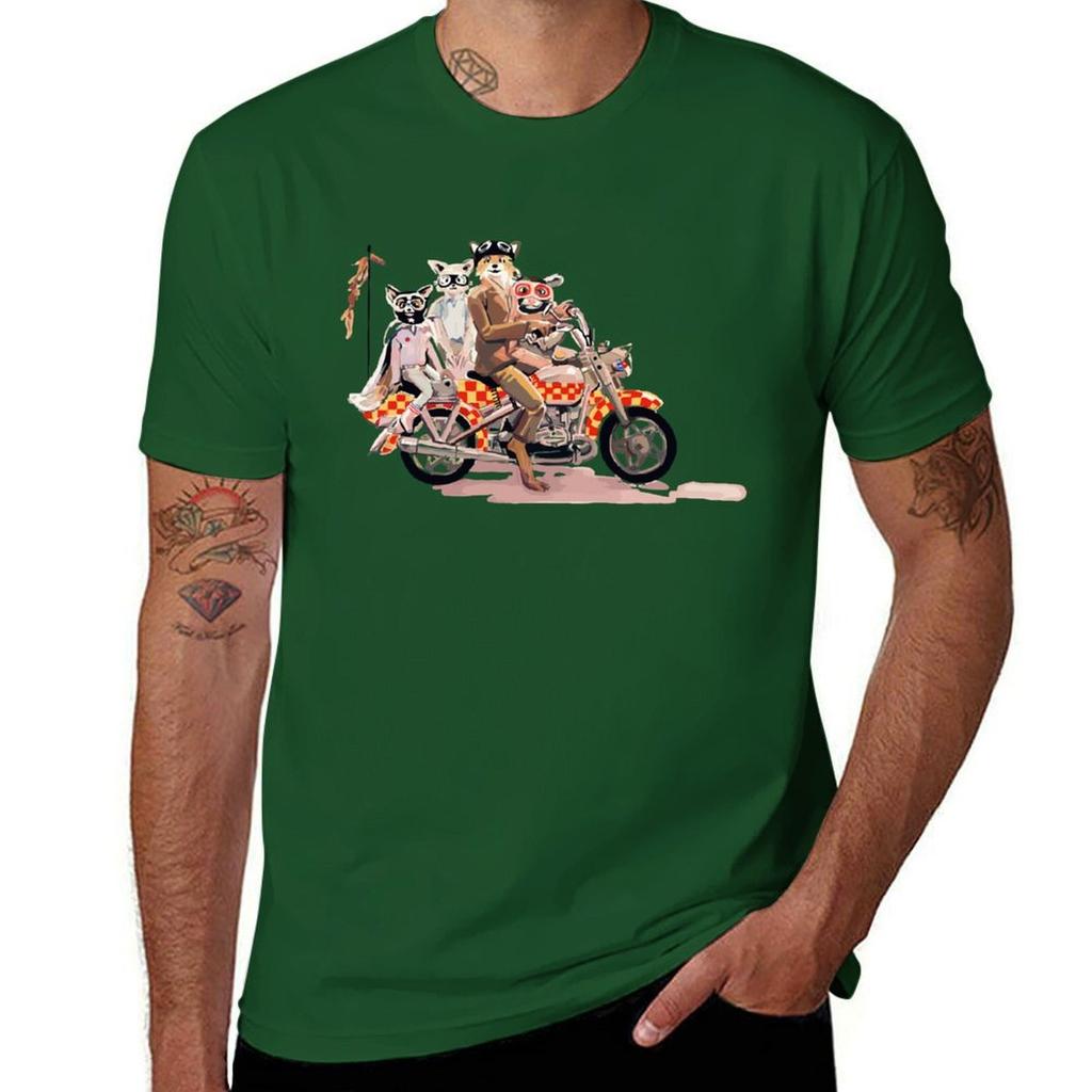 Schönes Andenken fantastische Mr. Fuchs Familie auf einem Motorrad Großartig Für Musikfan T-Shirt Anime Übergröße Oberteile schlichte T-Shirts Herren