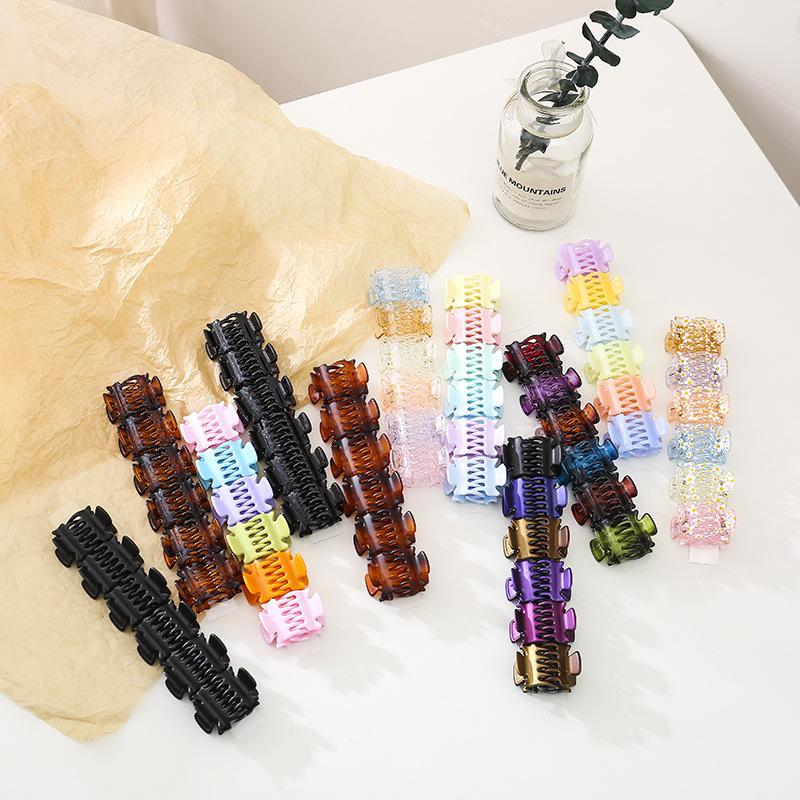 12-teiliges Haaraccessoire-Set 3cm Dekorative Clips Bernstein Schwarz Bunt Starker Halt Druckspangen