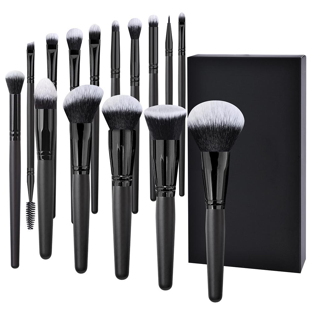 15-Piece High-End Makeup Brush Set: Black Powder, Eyeshadow, Blush & Multifunctional Tools