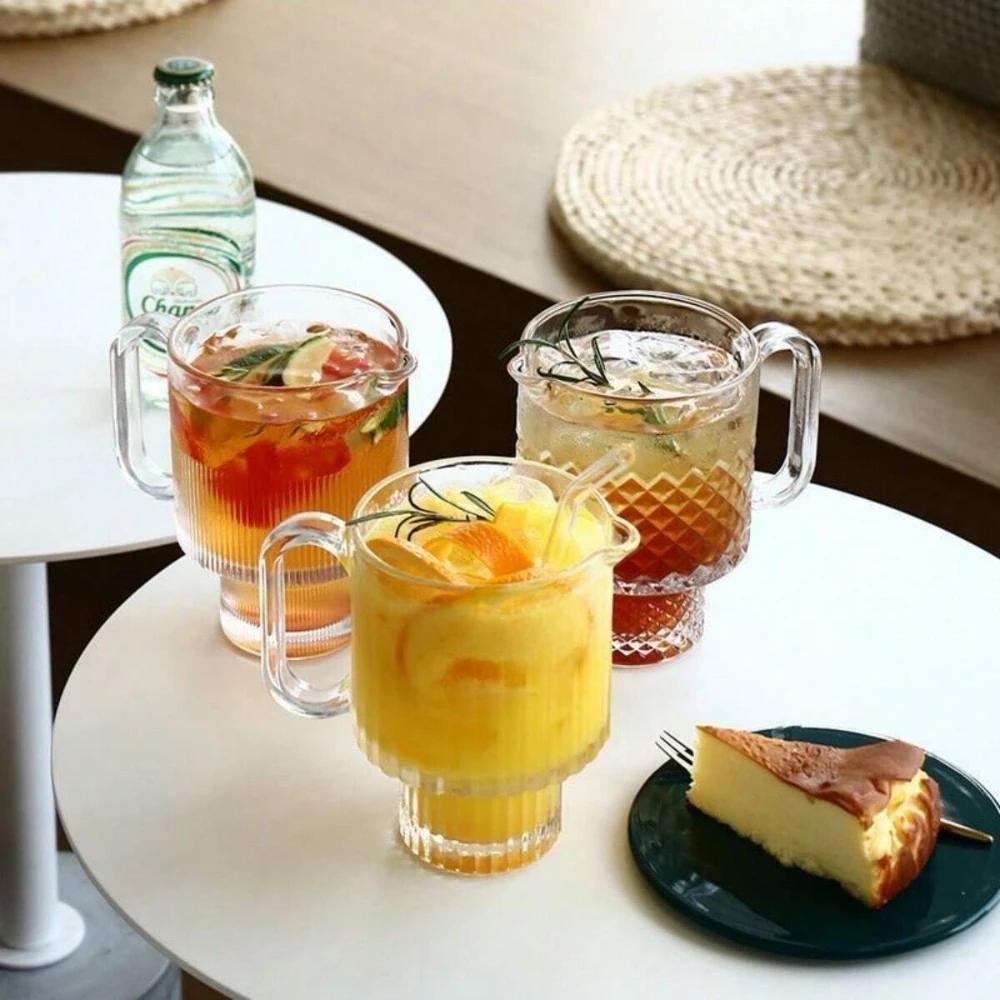 1pc 650ml Large Capacity Fruit Cups with Handles Cocktail Glass Summer Lemon Tea Cups Juice Cup Suitable for Bar Club Gatherings