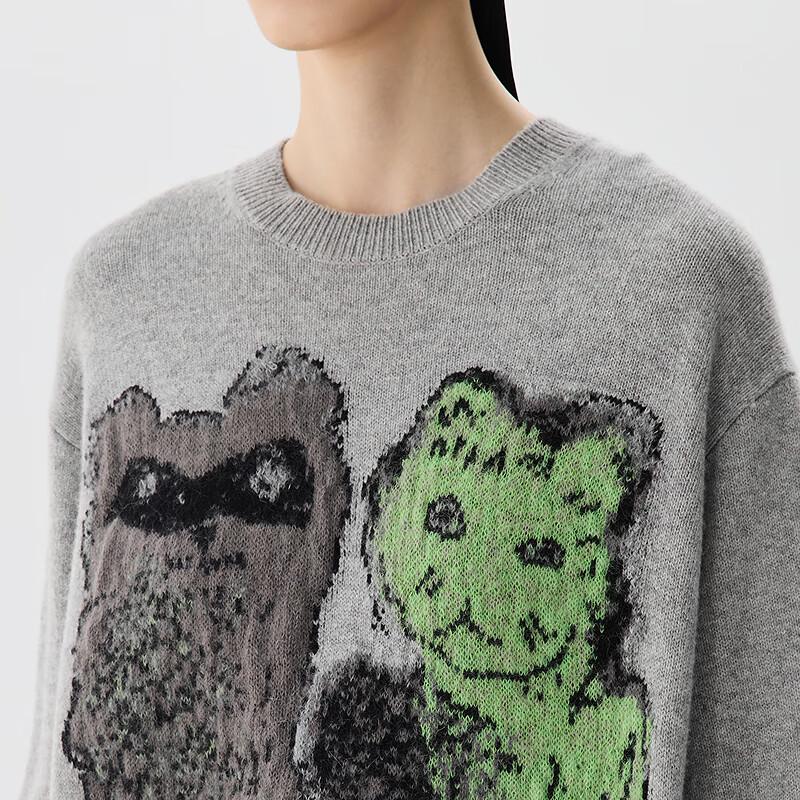 JNBY 2025 Spring Loose Fit Round Neck Wool Knit Sweater