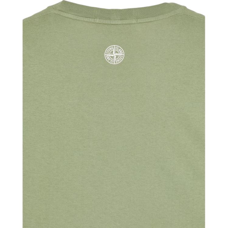 STONE ISLAND T-shirt a maniche corte con stampa logo tinta unita SS23 Unisex Top Verde Militare 78152NS90-V0058