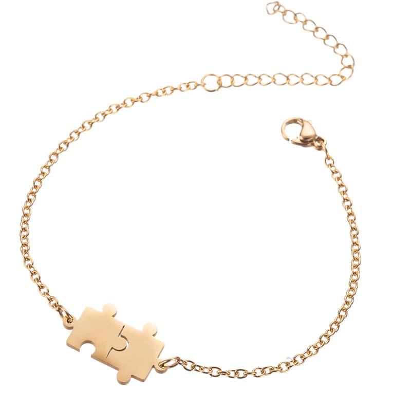 Vielseitiges Edelstahl-Paar-Puzzle-Anhänger-Armband - Unisex Verstellbares Design