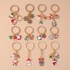 Cute Enamel Elk Snowman Santa Claus Key Chain Christmas Key Ring Pendants for Women Girls Handbag Decor DIY X'mas Jewelry Gift