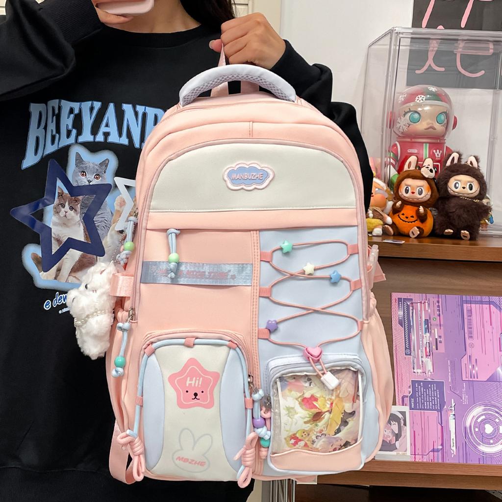 Small fresh sweet style student backpack nylon light and versatile casual backpack girl's heart ins Korean version school bag