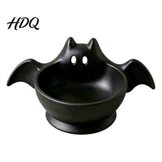 Cute Bat Shaped Dish Halloween Storage Bowl Candy Tray Spooky Home Seasonal Ornament Tabletop Ornament Multifunctional Decorative Snack Holder for
