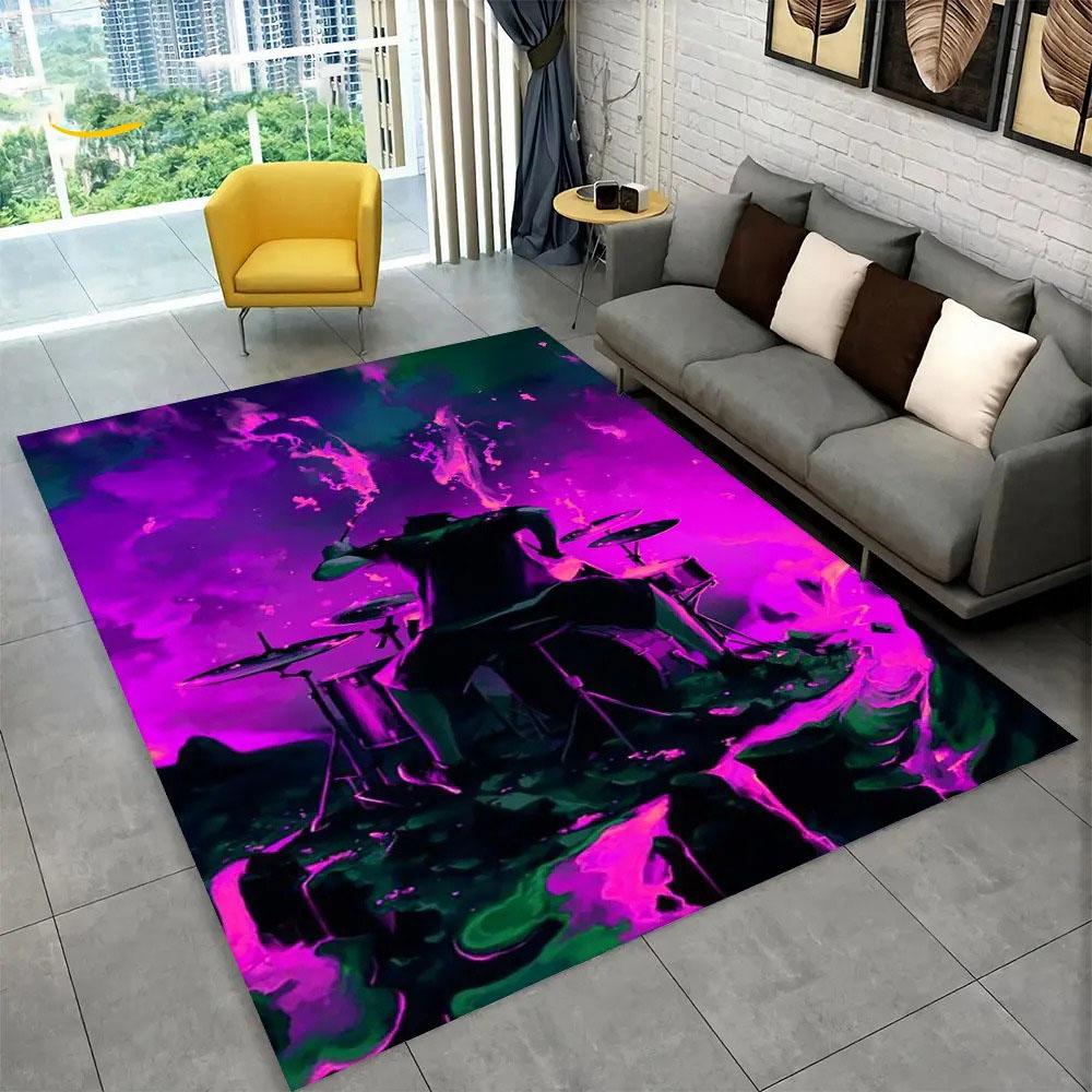 3D Drum Kit Music Instruments Carpet High Quality Non-Slip Bedroom Kitchen Doormat Large Size Balcony Corridor Area Decor Rug