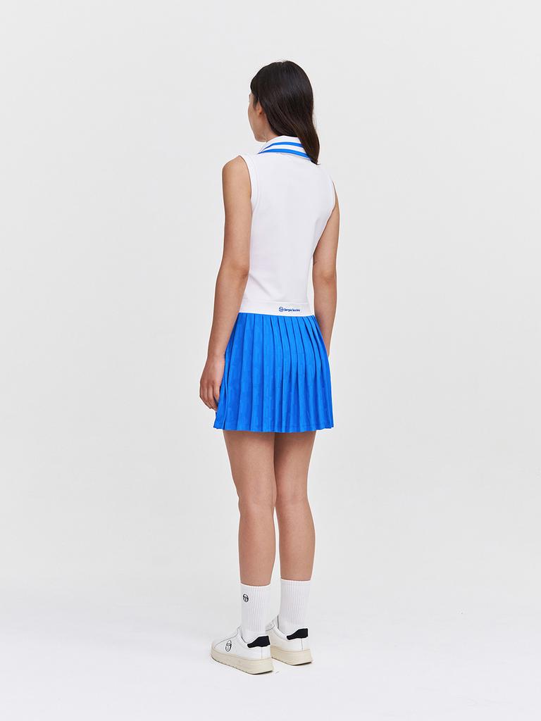 SERGIO TACCHINI W Resort Half-Zip Pattern Pleated Sleeveless Dress (D.Blue)