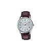 STANDARD Series Life Waterproof Quartz Leather Strap Men's Watch Silver Dial MTP-V002L-7B2