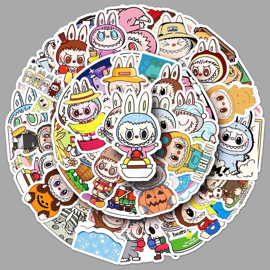 50 Sheets Cute Labubu Elf Team Waterproof Cartoon Journal Stickers