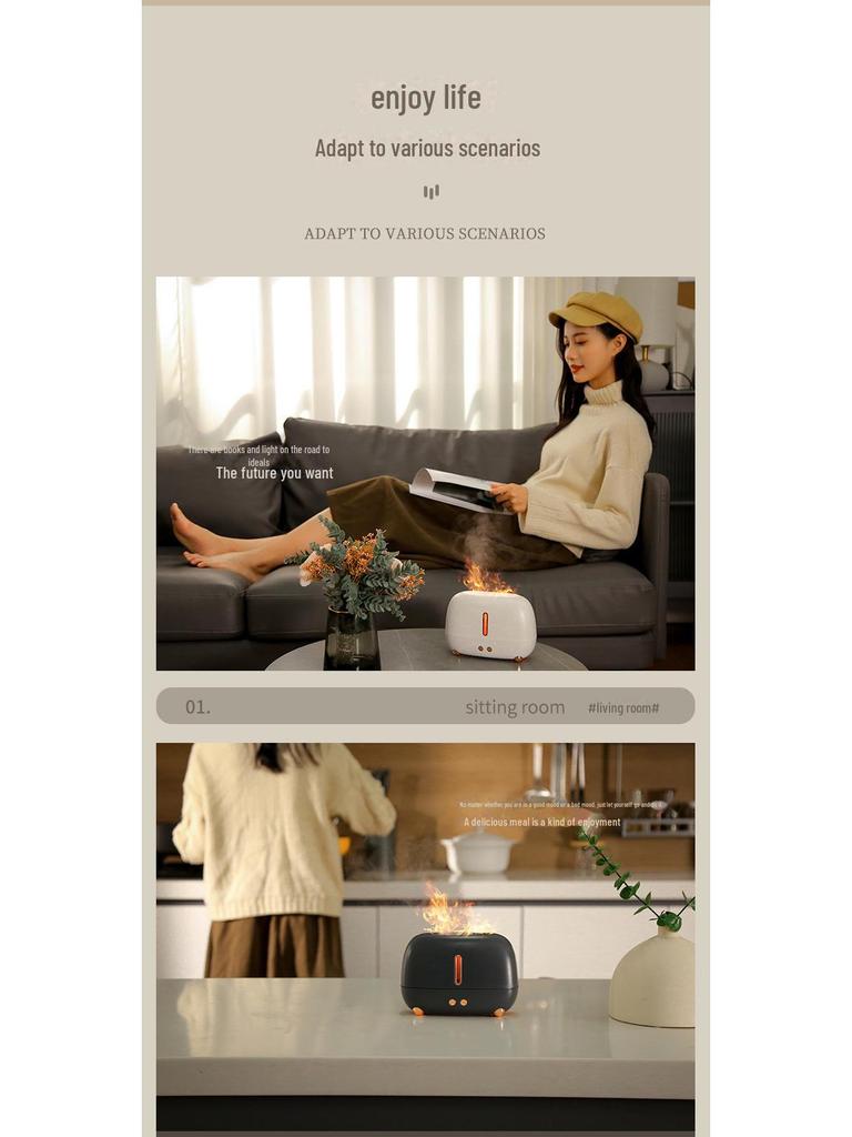 2023 USB Flame Humidifier: Large Mist Aromatherapy Machine for Home and Bedroom