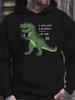 Unisex Dinosaur Graphic Hoodie - Cozy Fleece Sweatshirt with Funny "If You're Happy & You Know It Right" Print, Black, Long Sleeve, Casual Winter Top,