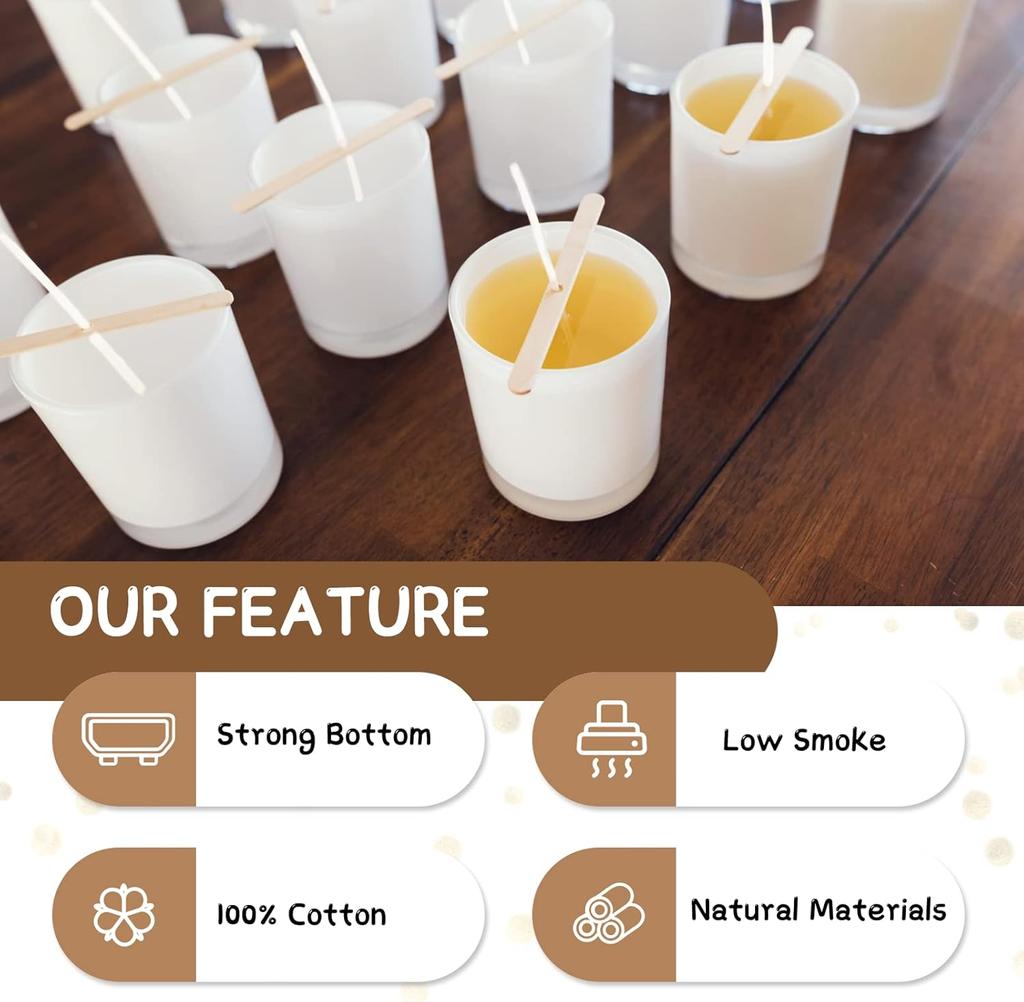 100 Cotton Candle Wicks 10In With Stickers  Holders For Soy Beeswax Coconut Wax