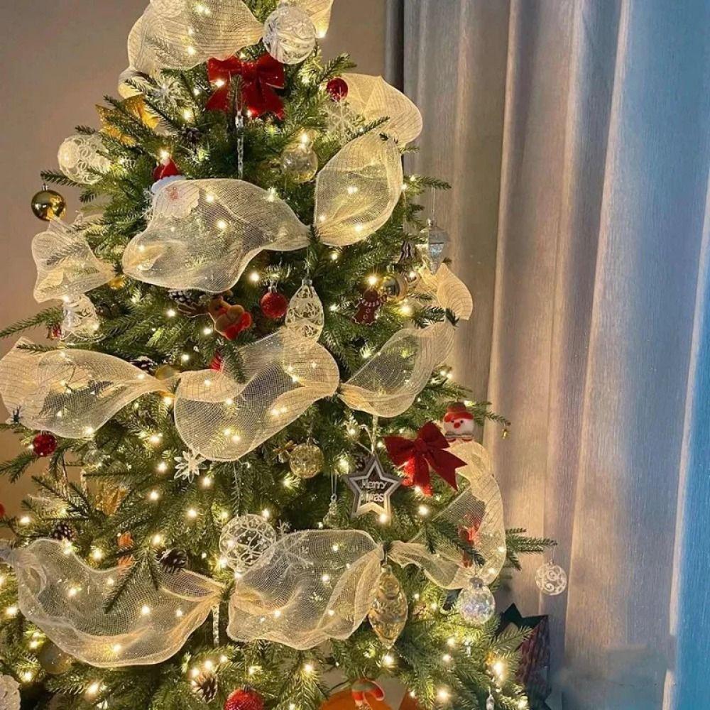 DIY Craft Christmas Decoration Mesh Ribbon 26cm Christmas Flower Wreath Mesh  Party Decor