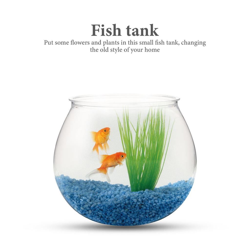 3Pcs Elegant Clear Plastic Desktop Fish Tank Globe Design Tabletop Fish Bowl Micro Landscape Container Home Office Living Room