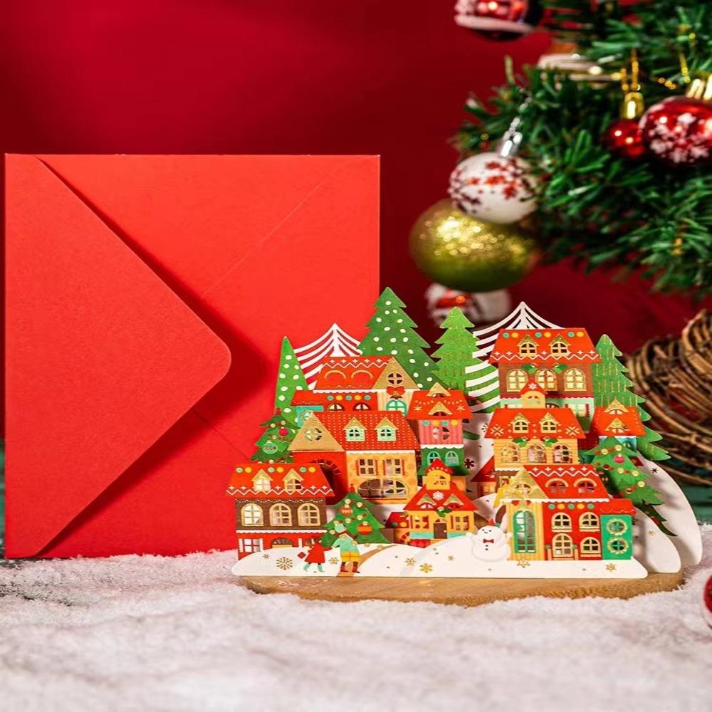 Pop-Up Christmas Greeting Cards Hot Stamped Thank You Letter Creative New Year Cards  Friend