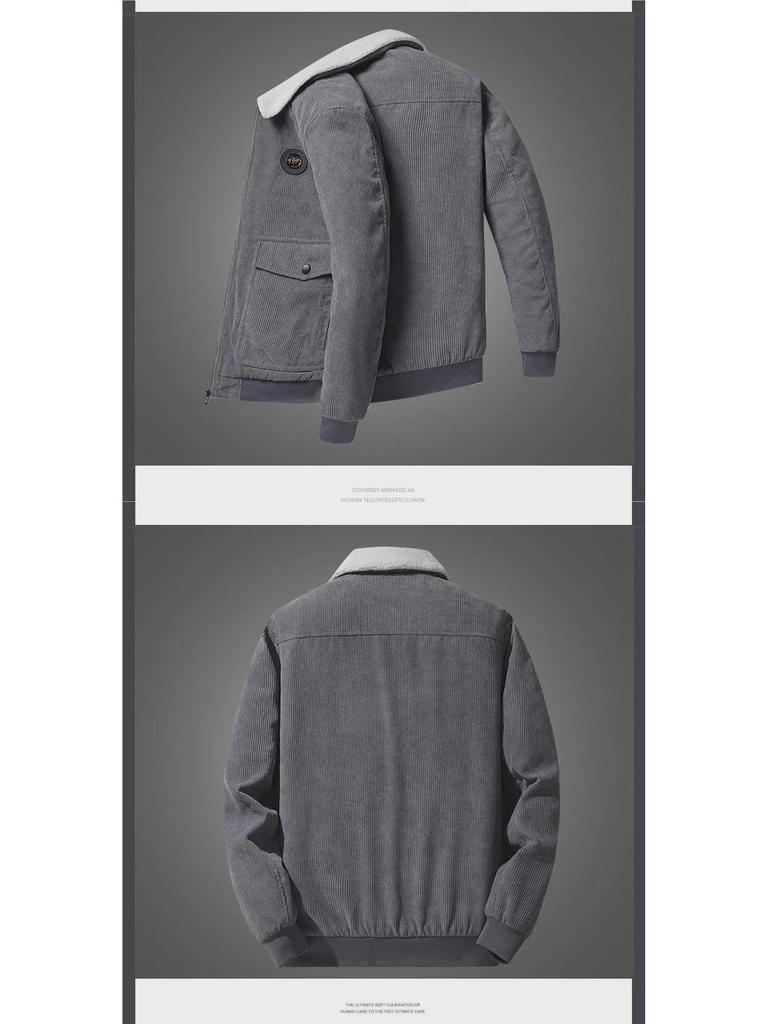 Men's 2023 Winter Lambskin Velvet-Lined Thickened Corduroy Jacket