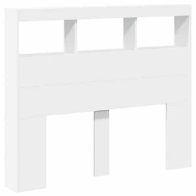 LED Headboard with Shelves White 120 X 17 X 102 Cm