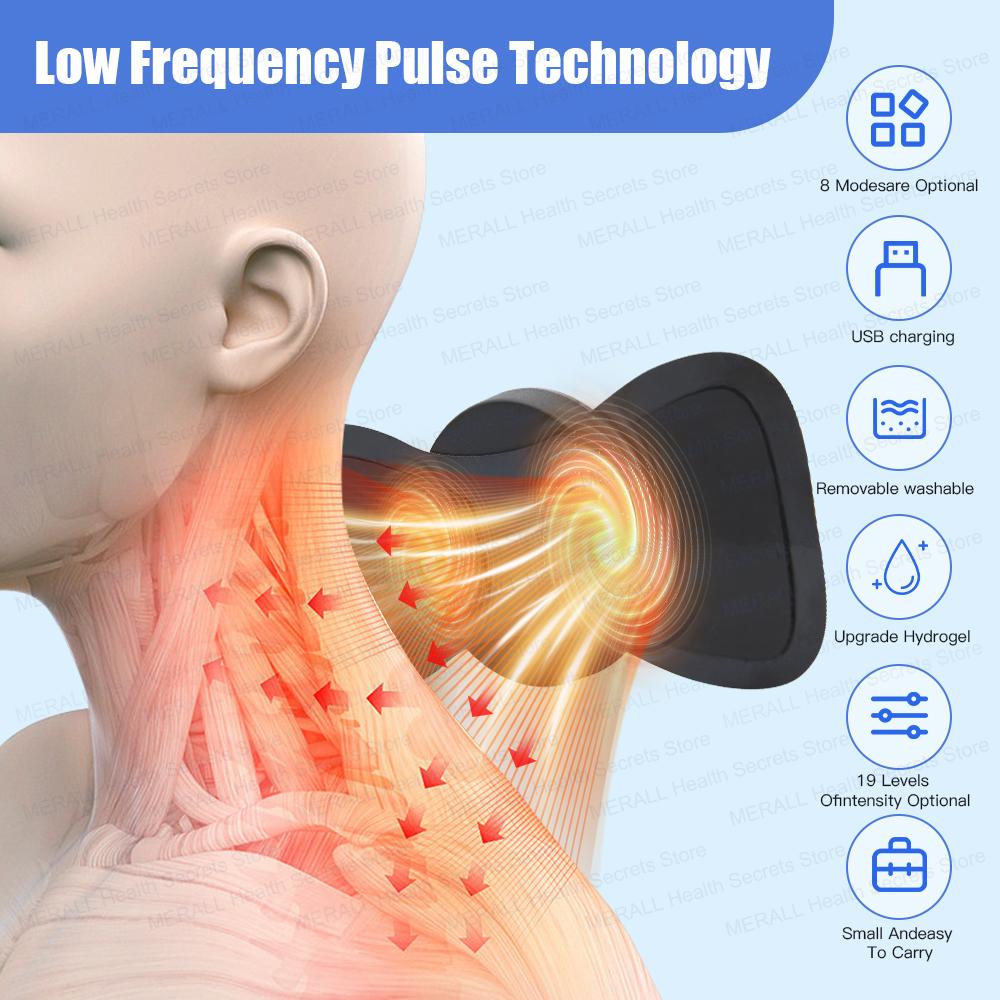 Ems Neck Stretcher Electric Back Massager 8 Mode Body Cervical Massage Patch Pulse Muscle Stimulator Relief Pain Cervical Spine