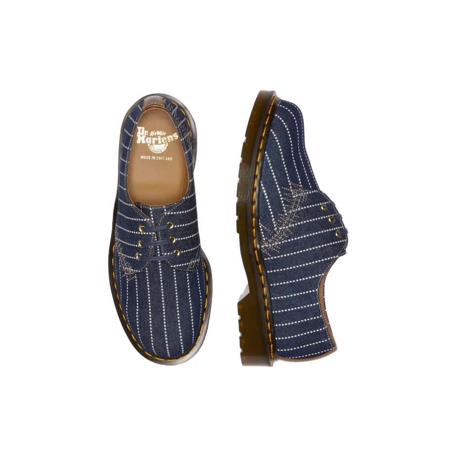 Dr. Martens Leather Round Toe Lace-Up Low-Top Casual Shoes Unisex Casual Shoes Blue 27509793