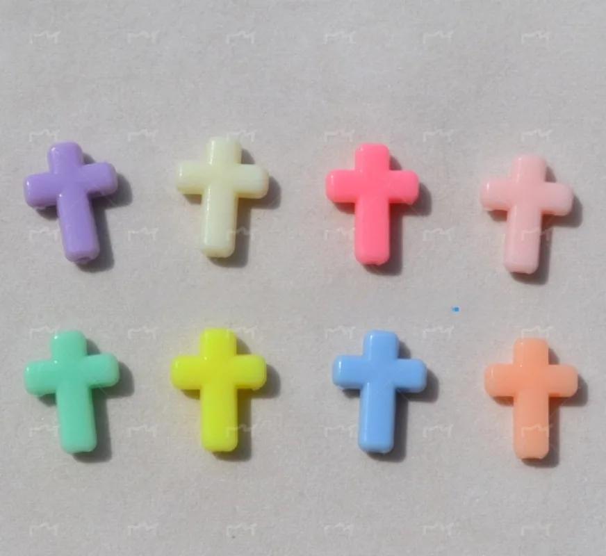 Z17 100pcs New Cartoon Cross Acrylic Bead Fresh Charms Minimalist Bracelet Spacer Accssories Material DIY Jewelry Gift Trend