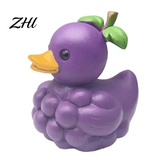 Unique Gifts for Friends Adorable Fruit Duck Figurine, Resin Apple Strawberry Peach Banana Sculpture, Mini Cute Desktop Ornaments Desk Decor