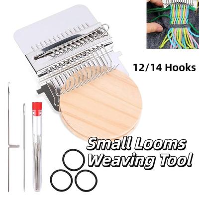 Metal Tool Mini Loom Machine 12/14 Hook Darning Machine Weaving Loom Kit Repair Clothes